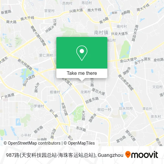 987路(天安科技园总站-海珠客运站总站) map