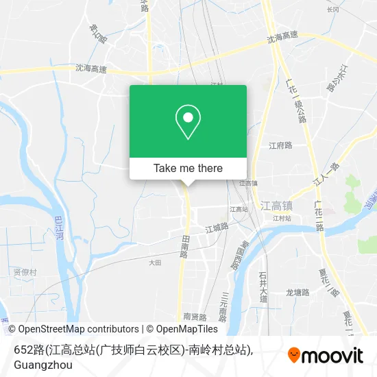 652路(江高总站(广技师白云校区)-南岭村总站) map