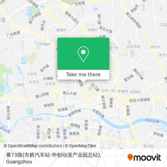 番73路(市桥汽车站-华创动漫产业园总站) map
