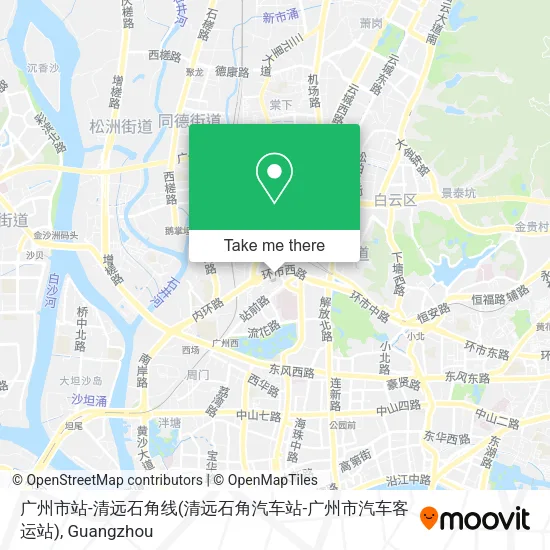 广州市站-清远石角线(清远石角汽车站-广州市汽车客运站) map