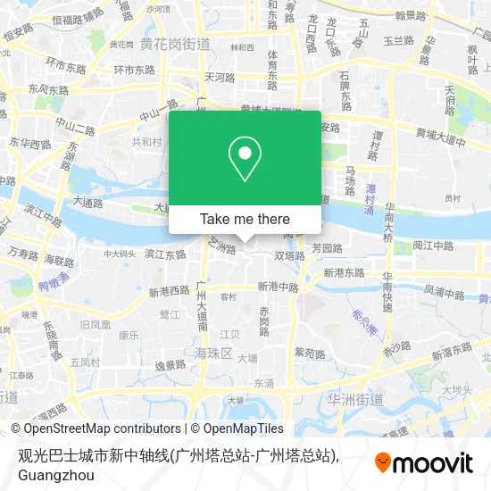 观光巴士城市新中轴线(广州塔总站-广州塔总站) map