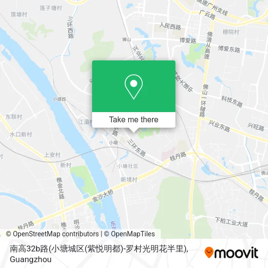 南高32b路(小塘城区(紫悦明都)-罗村光明花半里) map