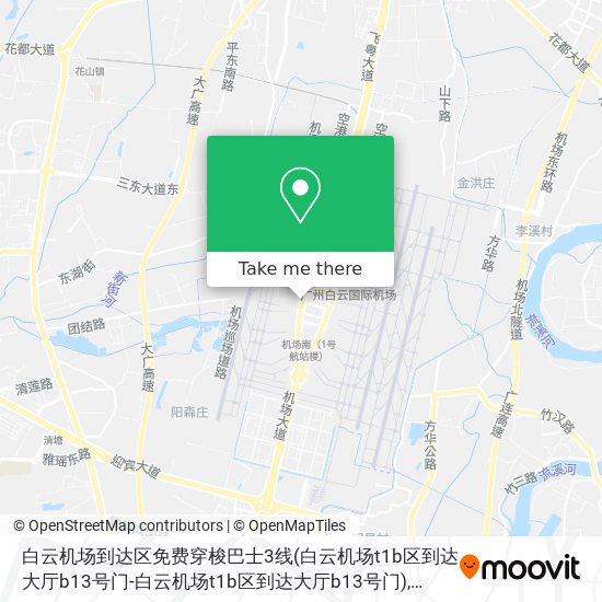 白云机场到达区免费穿梭巴士3线(白云机场t1b区到达大厅b13号门-白云机场t1b区到达大厅b13号门) map