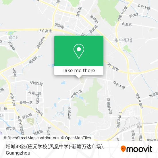 增城43路(应元学校(凤凰中学)-新塘万达广场) map