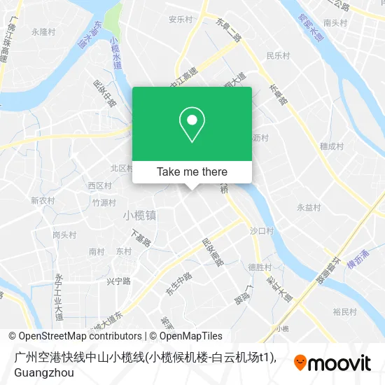 广州空港快线中山小榄线(小榄候机楼-白云机场t1) map