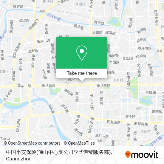 中国平安保险(佛山中心支公司季华营销服务部) map