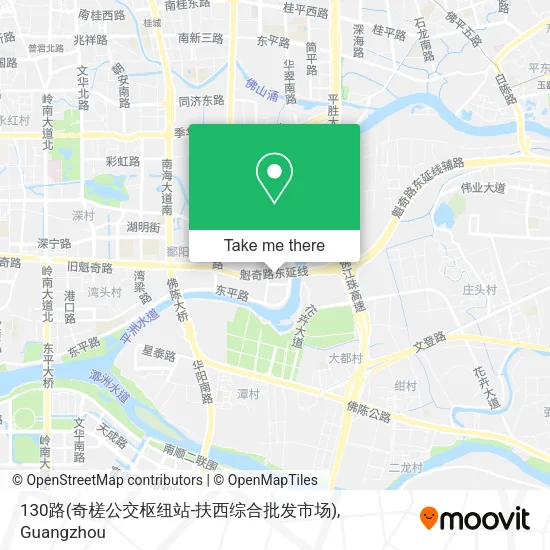 130路(奇槎公交枢纽站-扶西综合批发市场) map