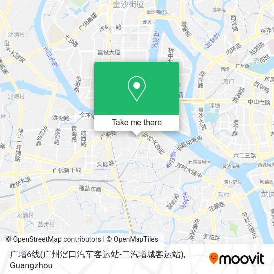 广增6线(广州滘口汽车客运站-二汽增城客运站) map