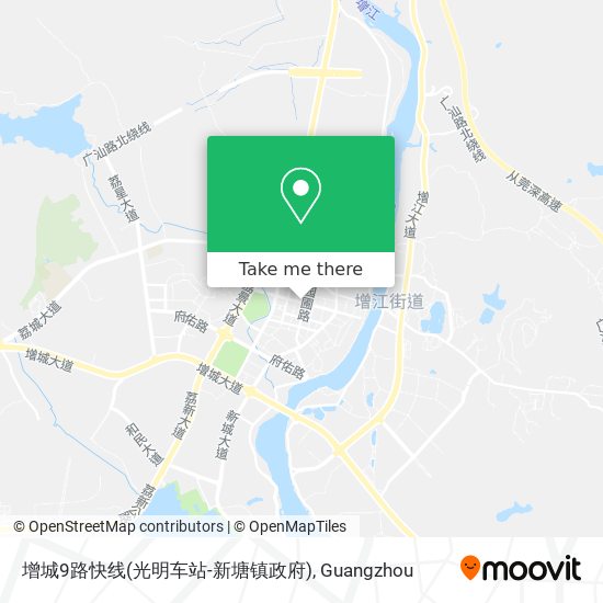 增城9路快线(光明车站-新塘镇政府) map