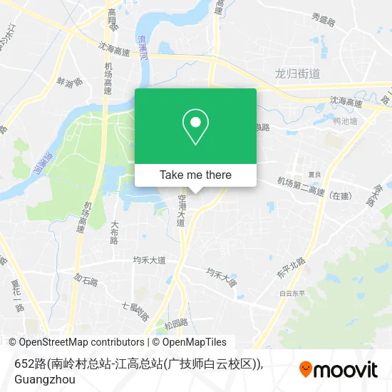 652路(南岭村总站-江高总站(广技师白云校区)) map