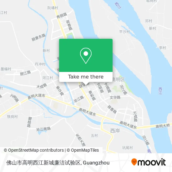 佛山市高明西江新城廉洁试验区 map