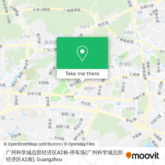 广州科学城总部经济区A2栋-停车场(广州科学城总部经济区A2南) map