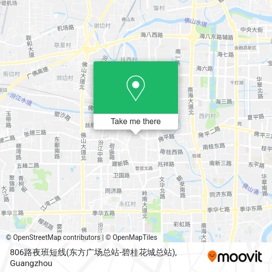 806路夜班短线(东方广场总站-碧桂花城总站) map