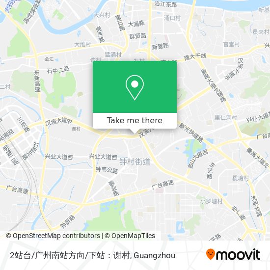 2站台/广州南站方向/下站：谢村 map