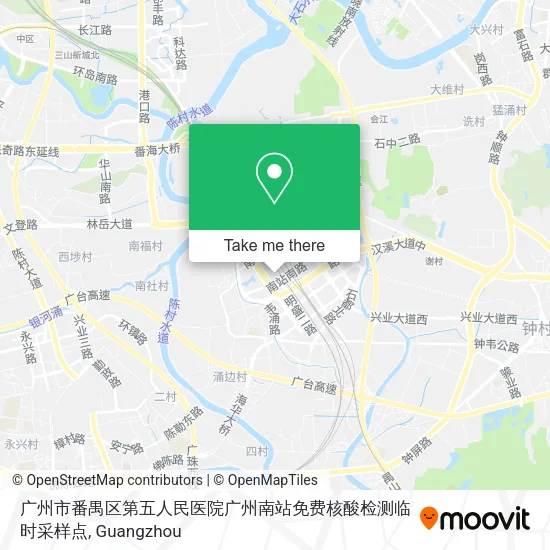 广州市番禺区第五人民医院广州南站免费核酸检测临时采样点 map