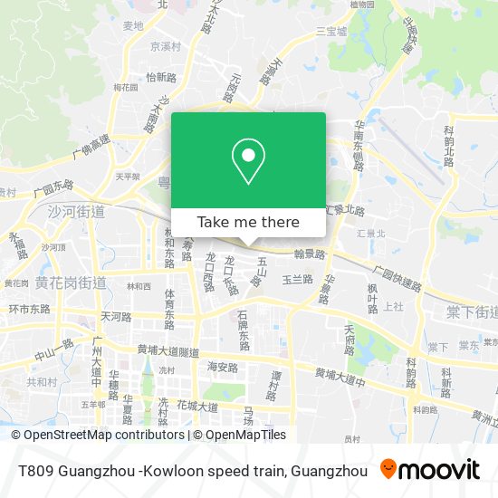 T809 Guangzhou -Kowloon speed train map