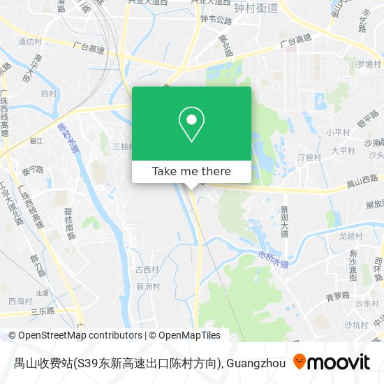 禺山收费站(S39东新高速出口陈村方向) map