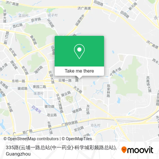 335路(云埔一路总站(中一药业)-科学城彩频路总站) map