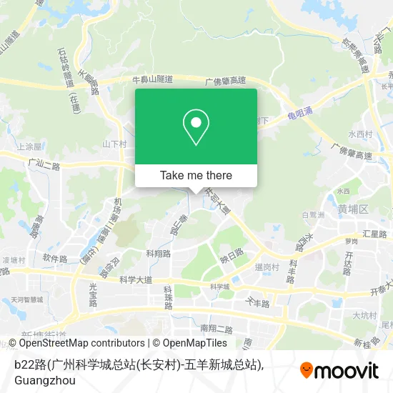 b22路(广州科学城总站(长安村)-五羊新城总站) map