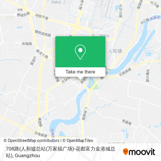 708路(人和墟总站(万家福广场)-花都富力金港城总站) map