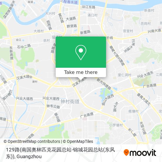 129路(南国奥林匹克花园总站-锦城花园总站(东风东)) map