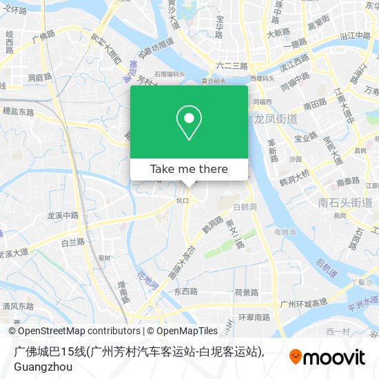 广佛城巴15线(广州芳村汽车客运站-白坭客运站) map