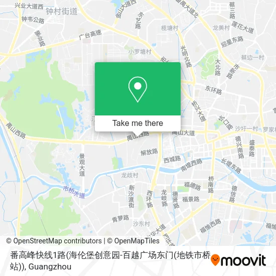 番高峰快线1路(海伦堡创意园-百越广场东门(地铁市桥站)) map