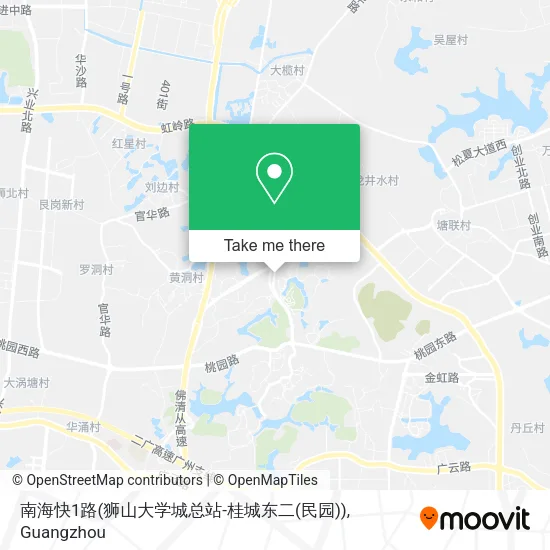 南海快1路(狮山大学城总站-桂城东二(民园)) map