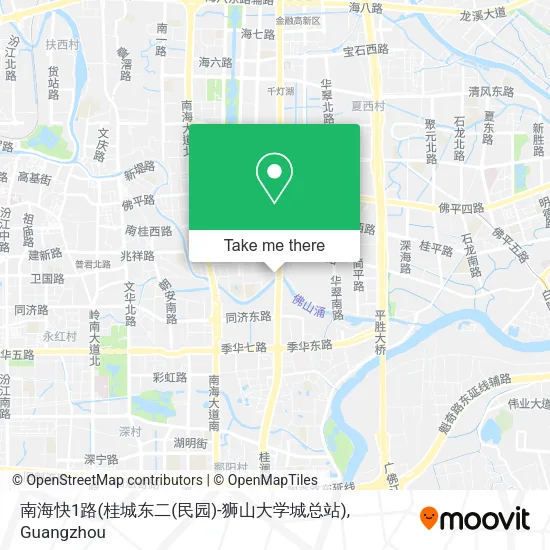 南海快1路(桂城东二(民园)-狮山大学城总站) map