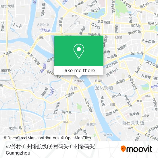 s2芳村-广州塔航线(芳村码头-广州塔码头) map