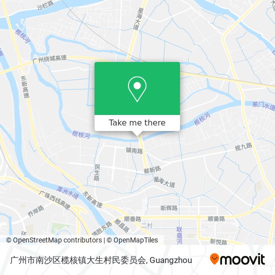 广州市南沙区榄核镇大生村民委员会 map