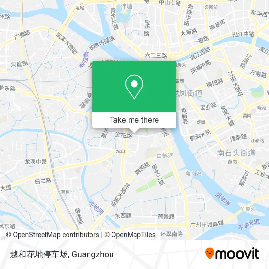 越和花地停车场 map