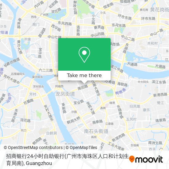 招商银行24小时自助银行(广州市海珠区人口和计划生育局南) map