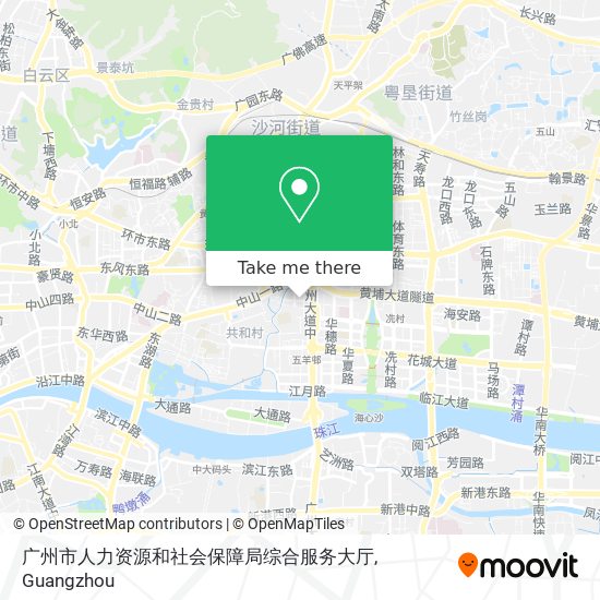 广州市人力资源和社会保障局综合服务大厅 map