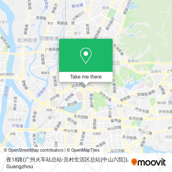 夜18路(广州火车站总站-员村生活区总站(中山六院)) map