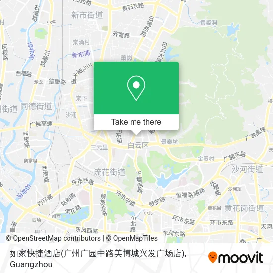 如家快捷酒店(广州广园中路美博城兴发广场店) map