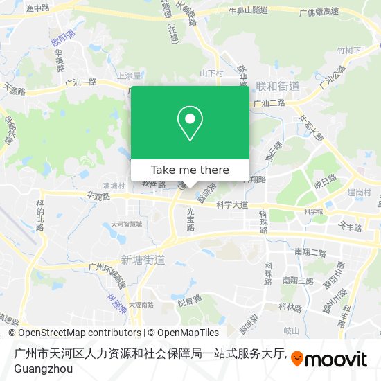 广州市天河区人力资源和社会保障局一站式服务大厅 map