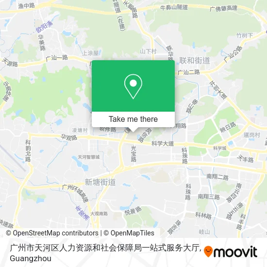 广州市天河区人力资源和社会保障局一站式服务大厅 map