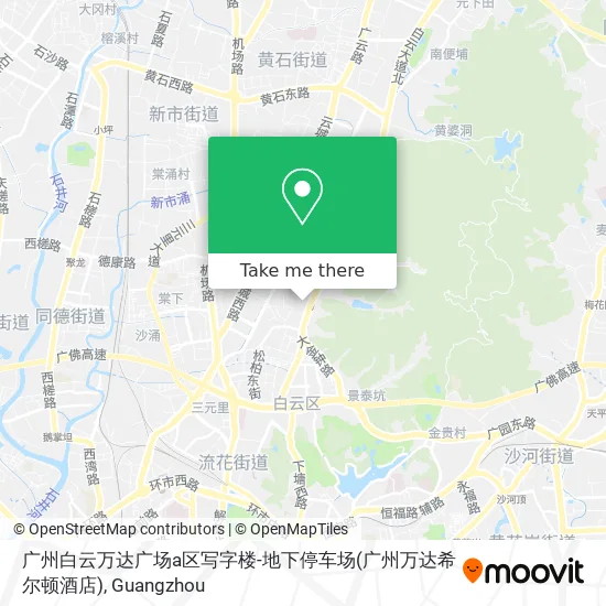 广州白云万达广场a区写字楼-地下停车场(广州万达希尔顿酒店) map