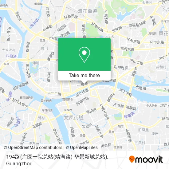 194路(广医一院总站(靖海路)-华景新城总站) map