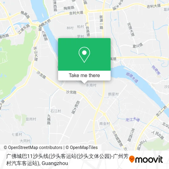 广佛城巴11沙头线(沙头客运站(沙头文体公园)-广州芳村汽车客运站) map