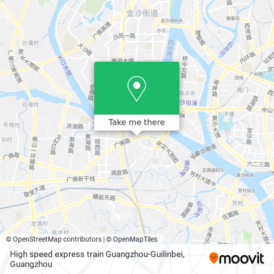 High speed express train Guangzhou-Guilinbei map