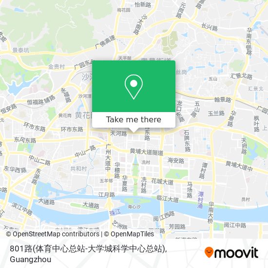 801路(体育中心总站-大学城科学中心总站) map