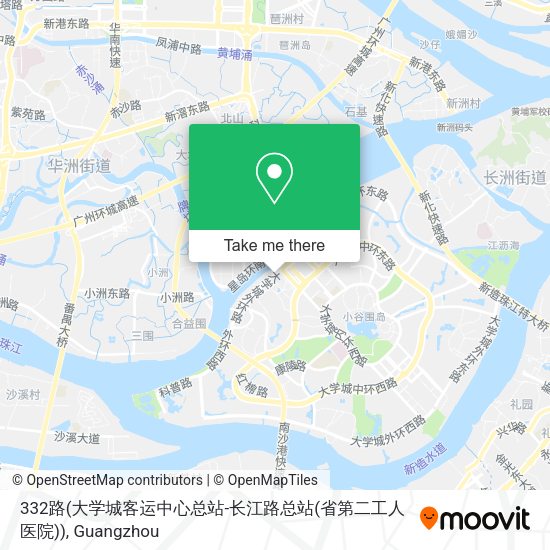 332路(大学城客运中心总站-长江路总站(省第二工人医院)) map