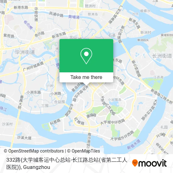 332路(大学城客运中心总站-长江路总站(省第二工人医院)) map