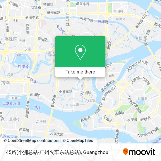 45路(小洲总站-广州火车东站总站) map