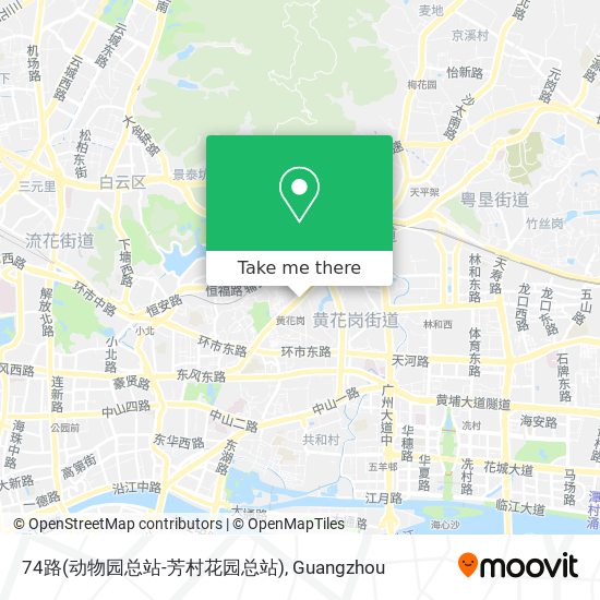 74路(动物园总站-芳村花园总站) map