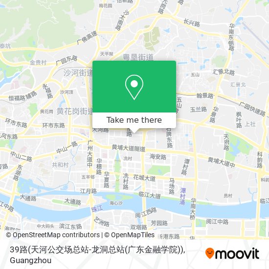 39路(天河公交场总站-龙洞总站(广东金融学院)) map