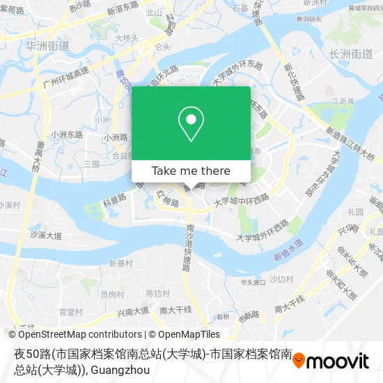 夜50路(市国家档案馆南总站(大学城)-市国家档案馆南总站(大学城)) map