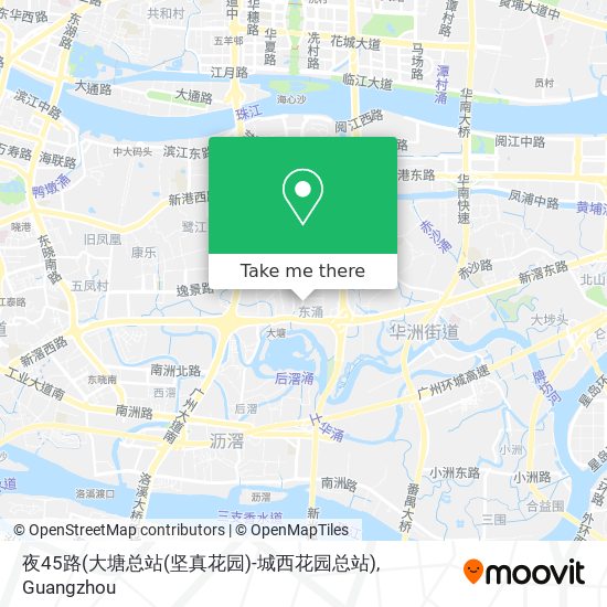 夜45路(大塘总站(坚真花园)-城西花园总站) map